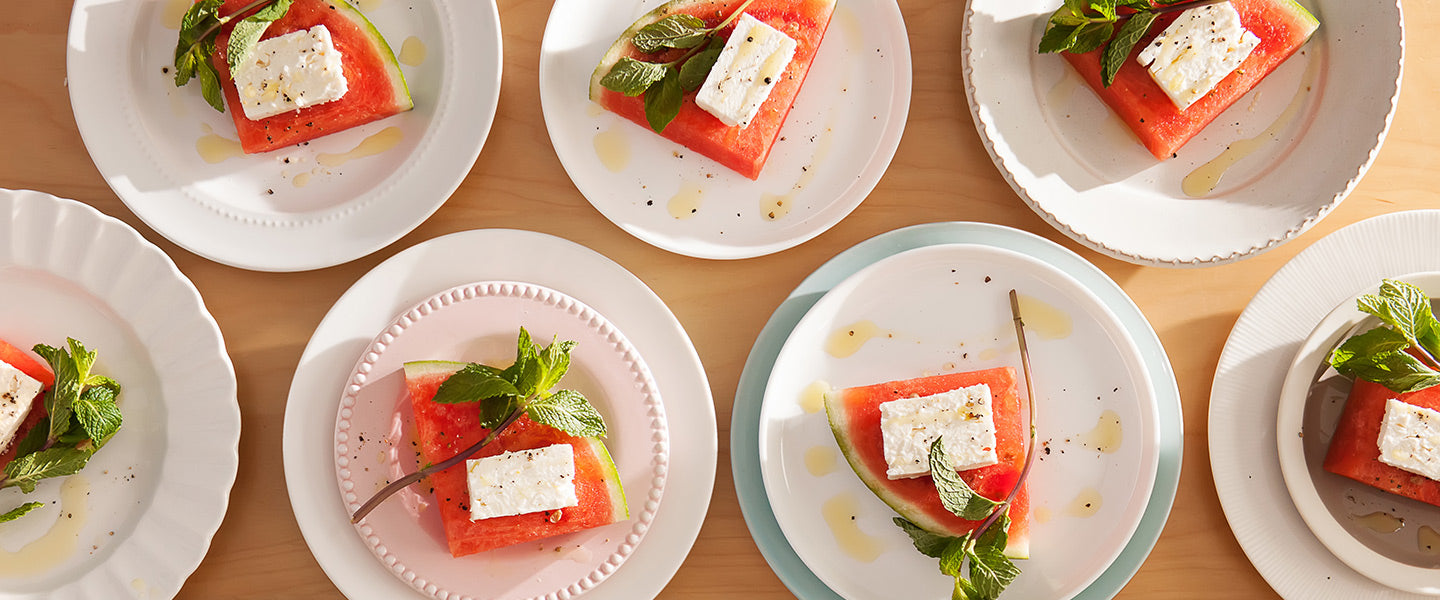 Sliced Watermelon w/ Feta & Mint