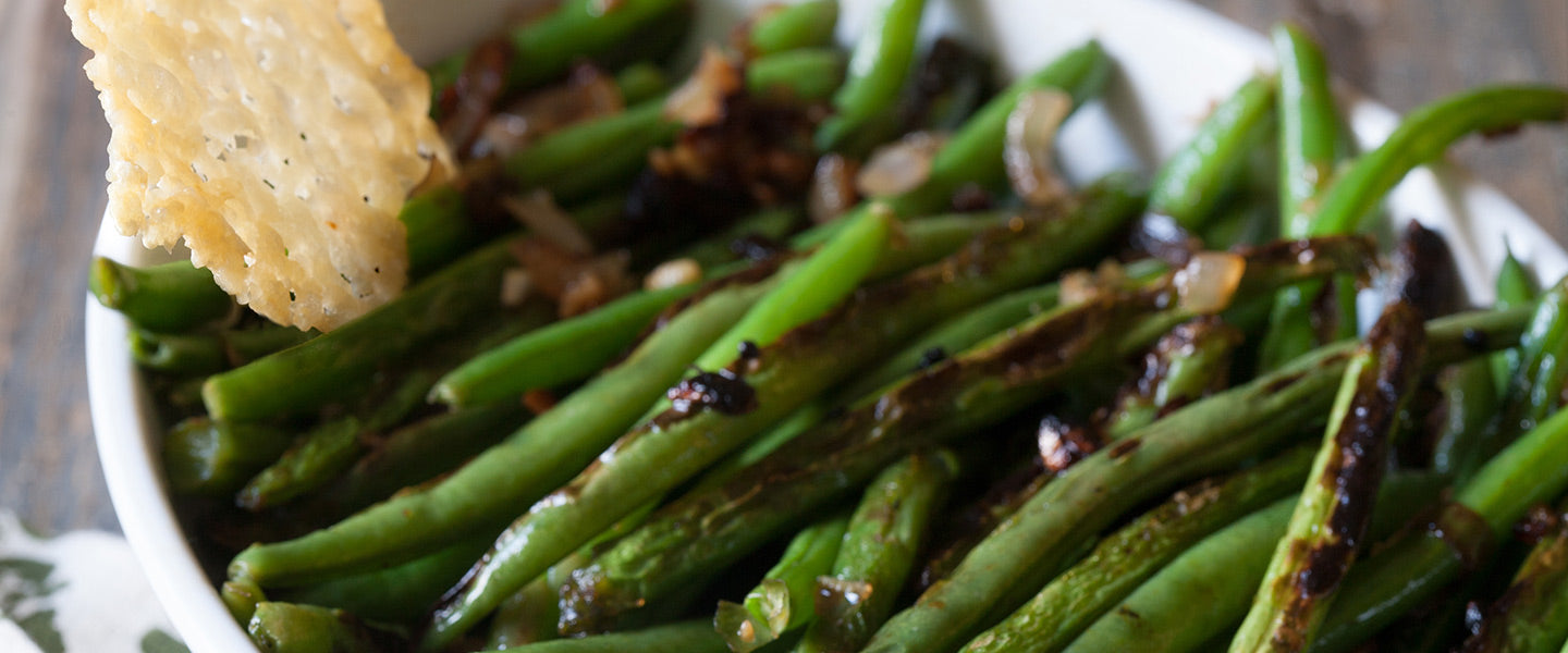 Blistered Green Beans with Parmesan Crisps