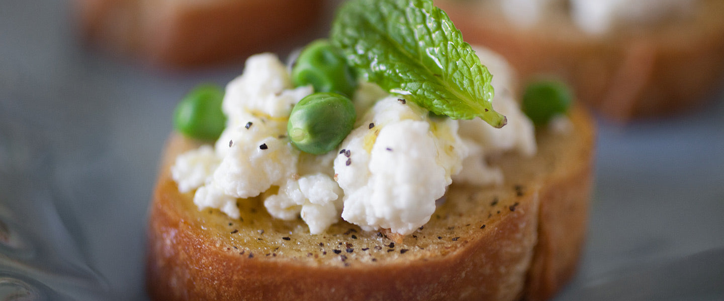 Fresh Ricotta and Sweet Pea Crostini